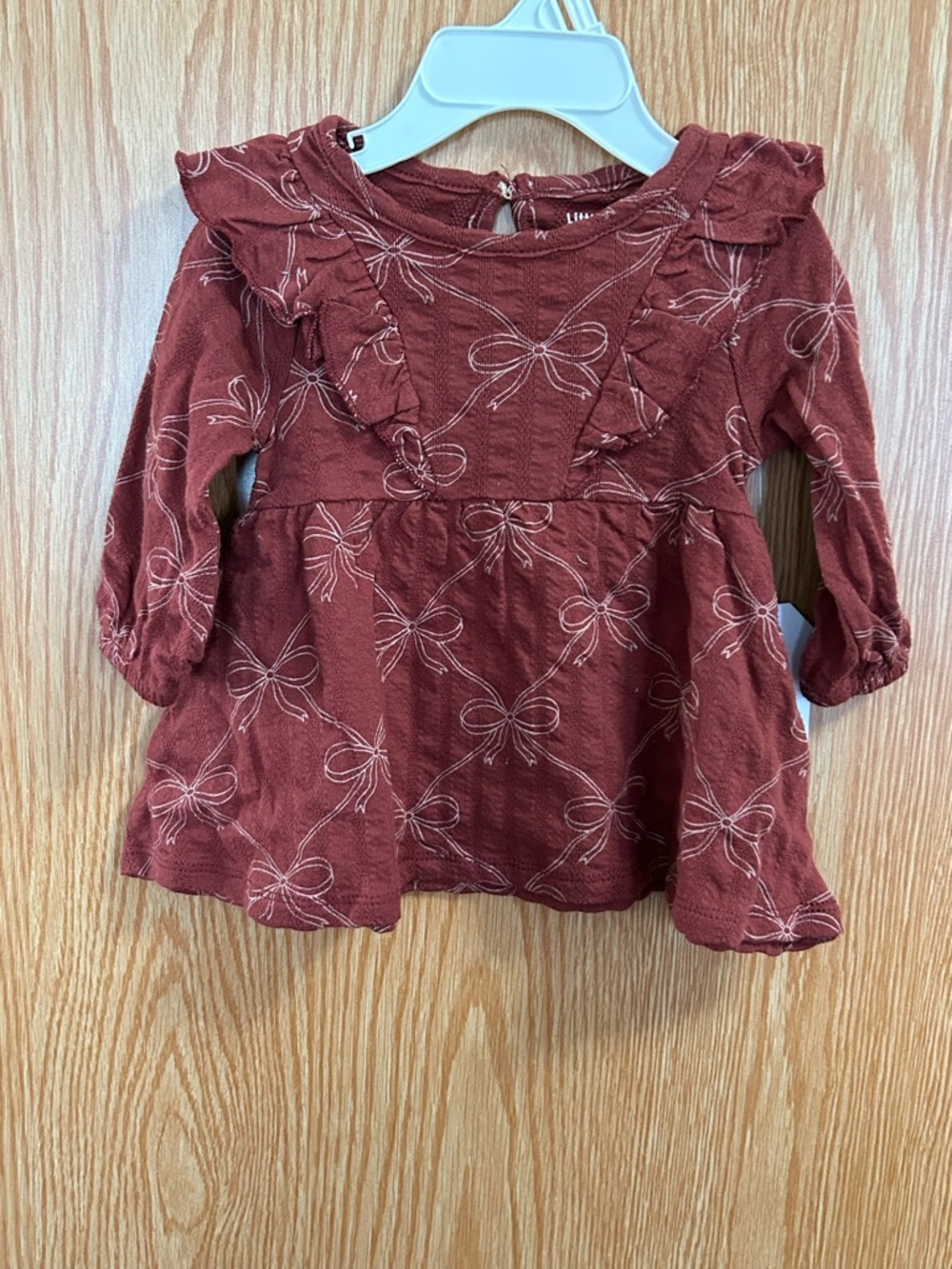 New Red Bow Print Ruffle Knit Dress